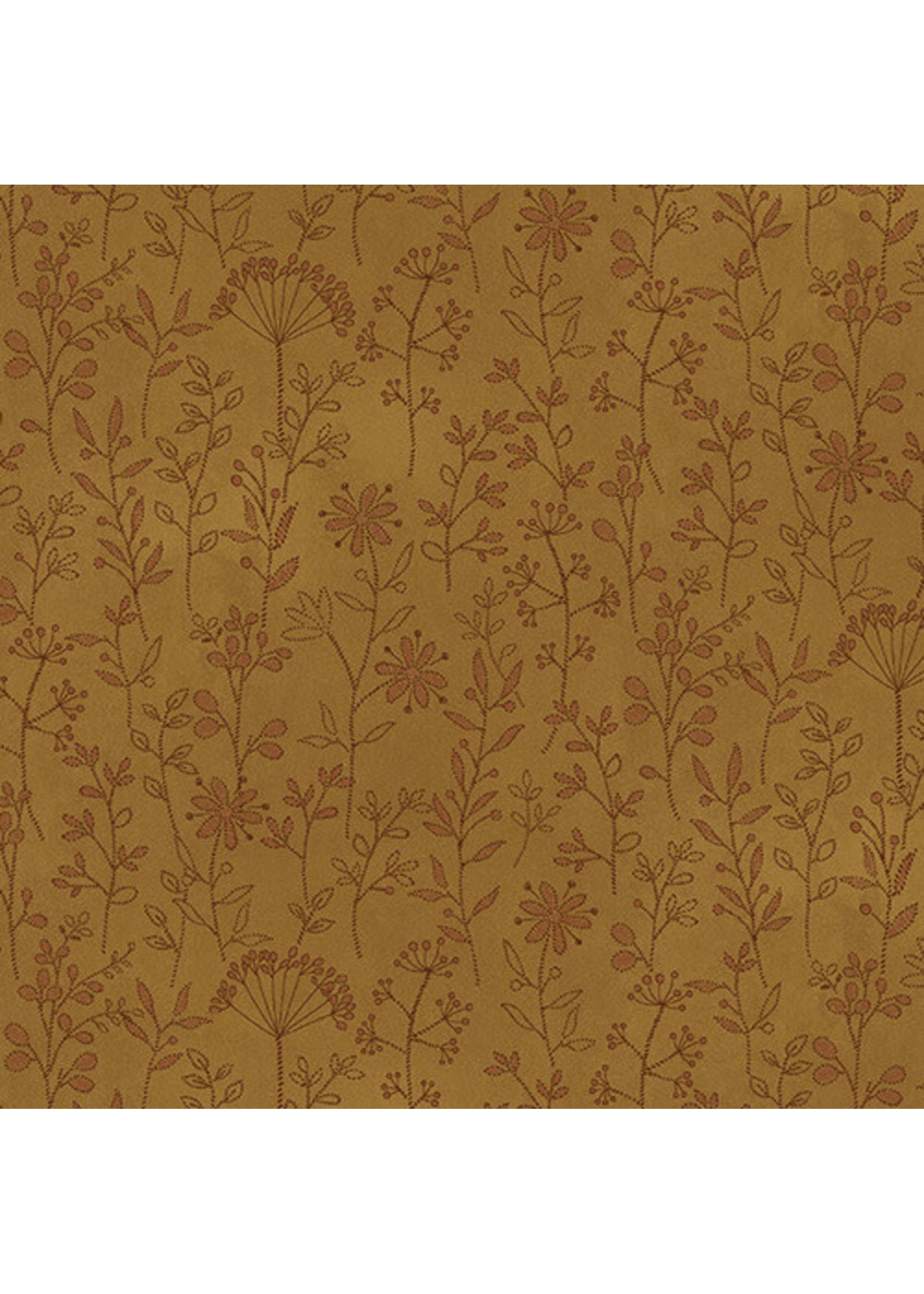 Henry Glass Fabrics Plant Kindness - Stitched Flower Stripe - Gold