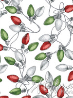 Hoffman Fabrics Cardinal Carols - Lights - Green on White