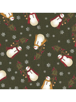 Benartex Studio Winter Wonderland - Snowman - Dark Green