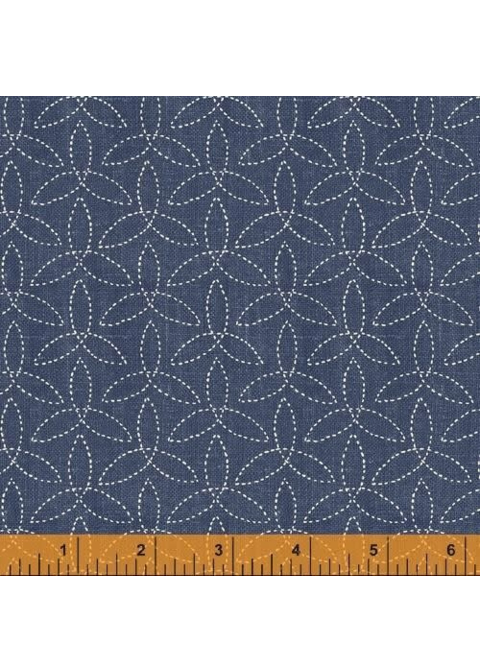 Windham Fabrics Sashiko - Petals - Blue White - 51813-3
