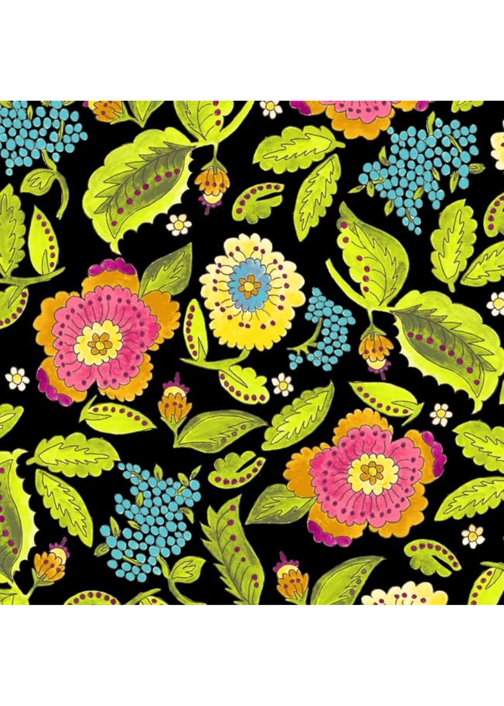 Windham Fabrics Happy Chance - Happy Garden - Black