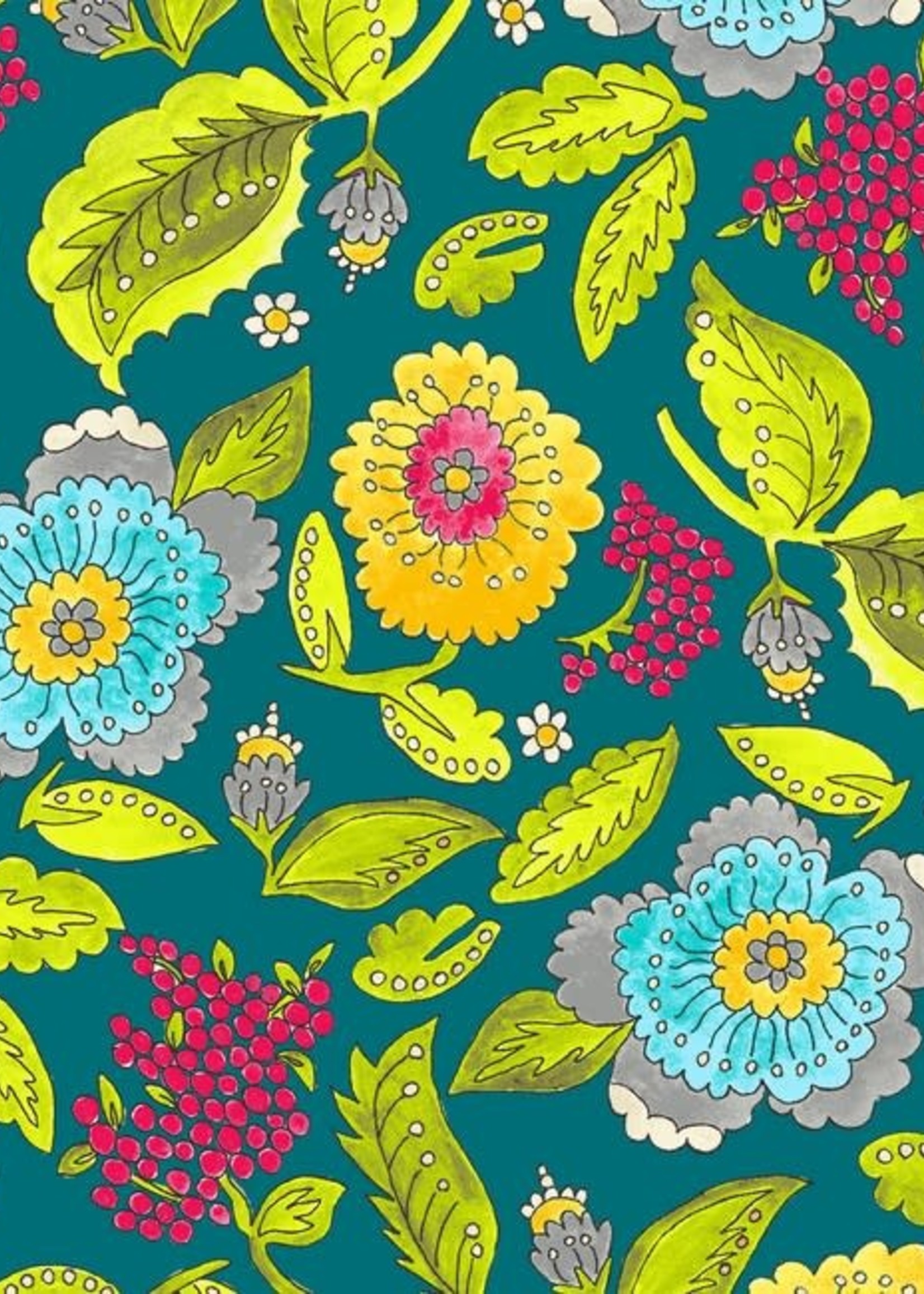 Windham Fabrics Happy Chance - Happy Garden - Dark Teal