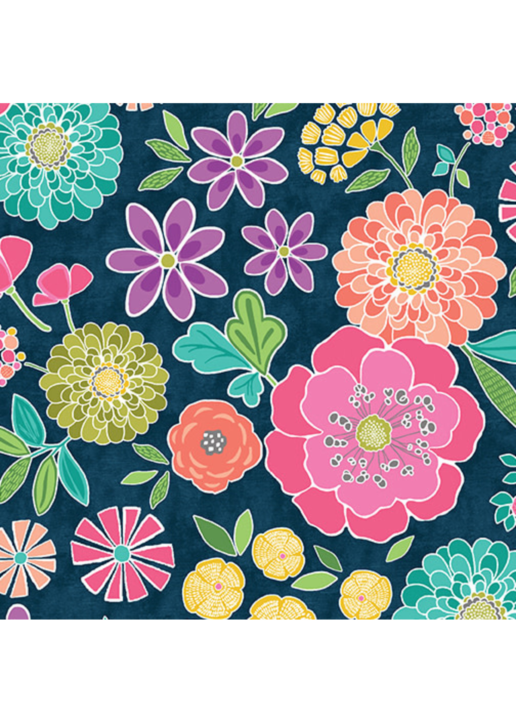 Benartex Studio Contempo's - Sew Bloom - Mid Floral - Navy - Cherry Guidry