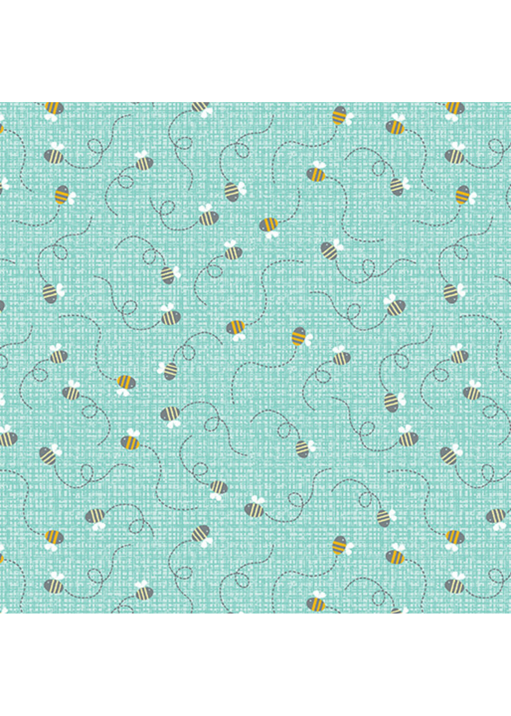Benartex Studio Playhouse Pals - Sunny Bees - Medium Turquoise