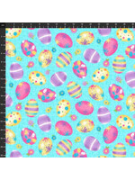 Stof Fabrics Hoppy Easter - Gnomies - Eggs - Blue - 4707-443