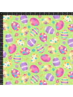 Stof Fabrics Hoppy Easter - Gnomies - Eggs - Green - 4707-444