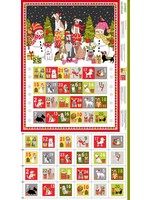 Makower Panel 14 - Advent Calendar - Yappy Dog - 60 cm x 110 cm