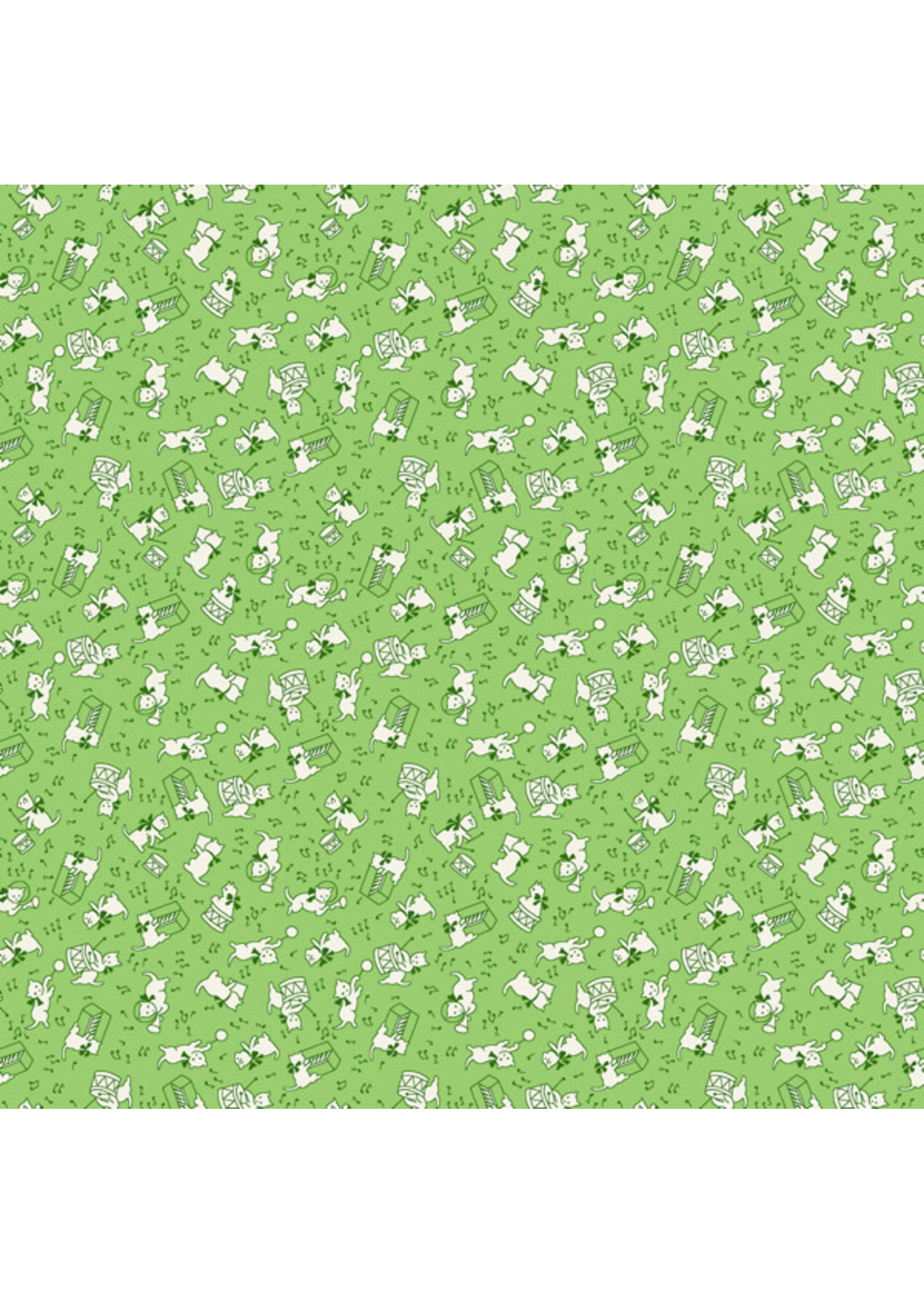 Windham Fabrics Storybook - Jammin Cats - Green