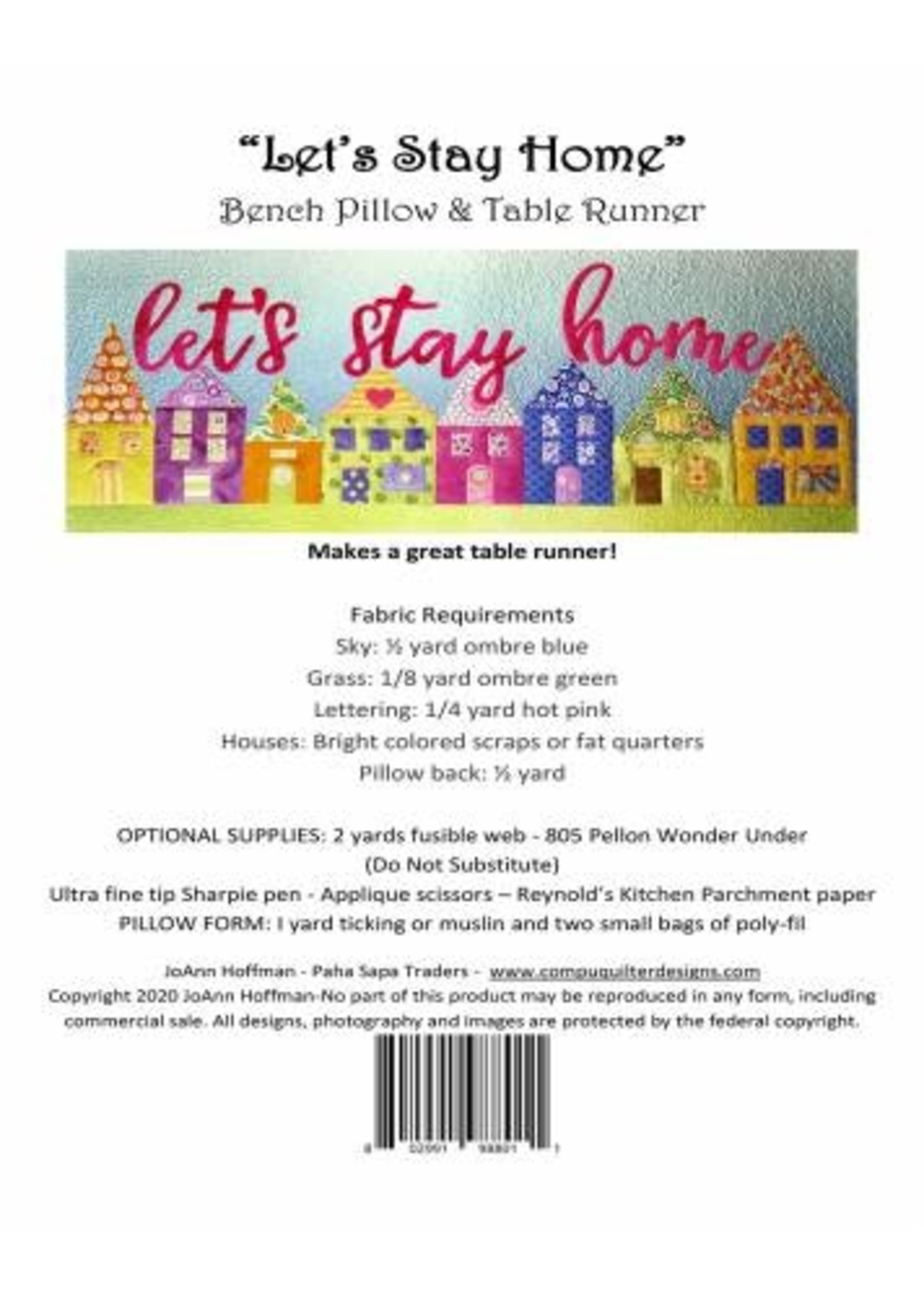 JoAnn Hoffman Patroon - Let's Stay Home - Bankkussen/Table runner - 16 x 38 inch