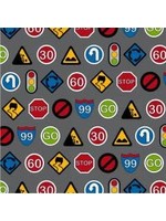 Traffic Jam - Traffic Signs - Grey  - Coupon - 90 cm x 110 cm