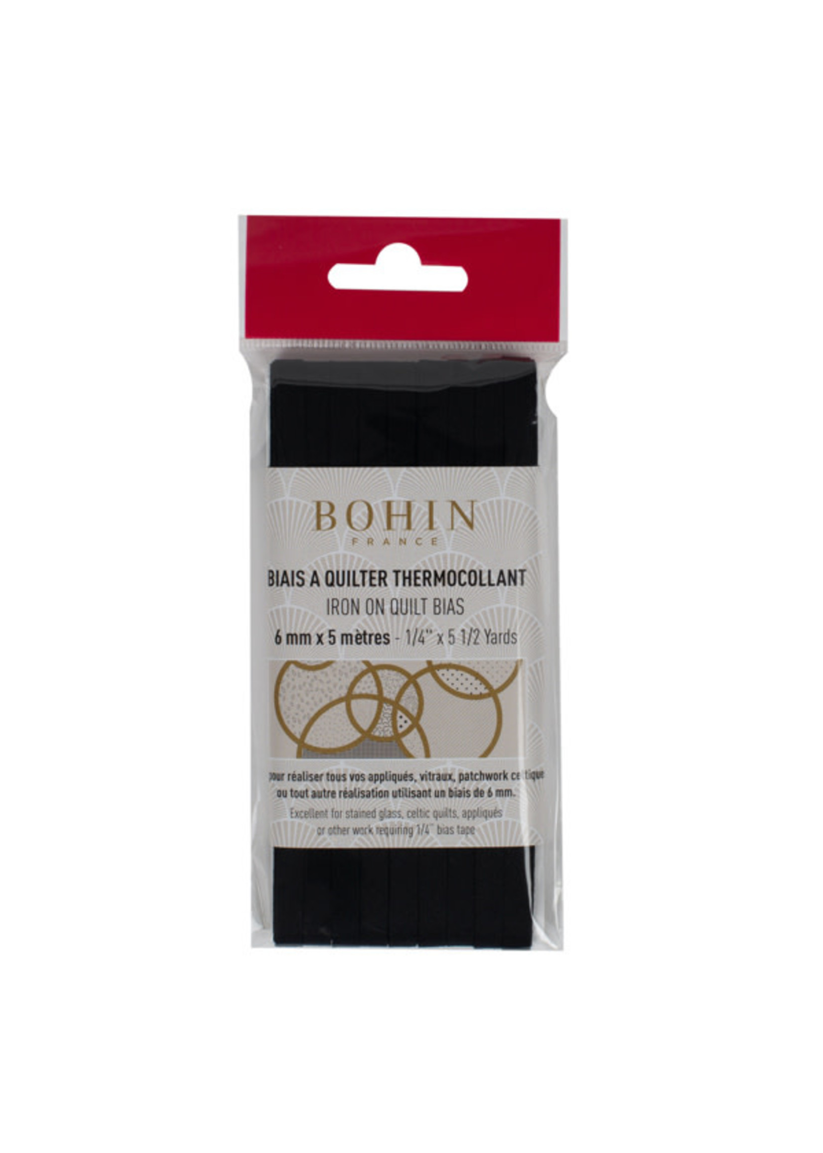 Bohin Biasband - Zwart - Opstrijkbaar - 6 mm x 5 m