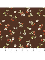 Figo Fabrics Heavenly Hedgerow - Chocolat Strawberries - Brown