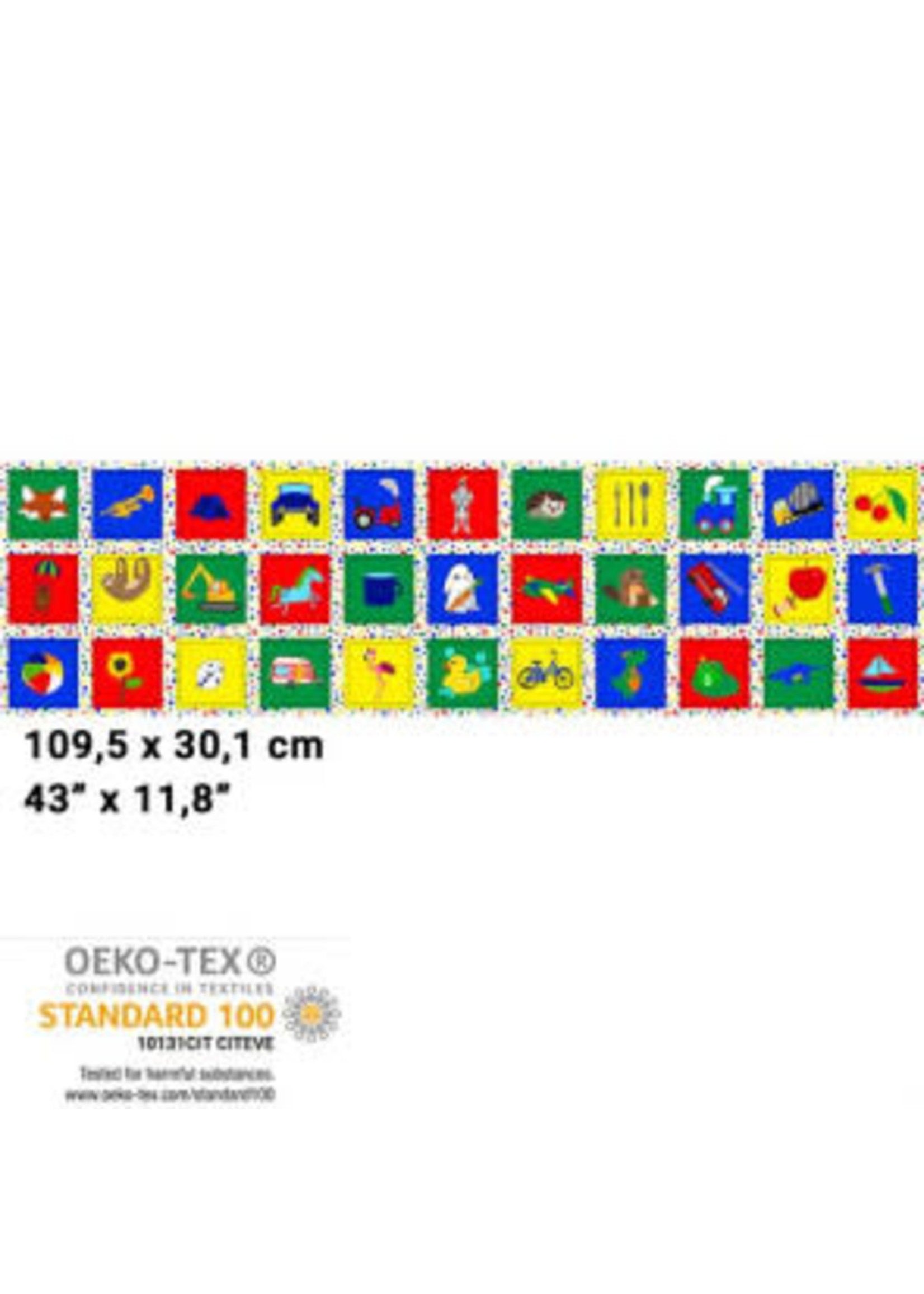 Stof Fabrics Panel 33 - Memory Game - Multi - 30 cm x 110 cm