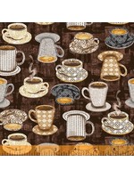 Windham Fabrics Coffee Connoisseur - Mug Collection - Dark Roast - 53063-2