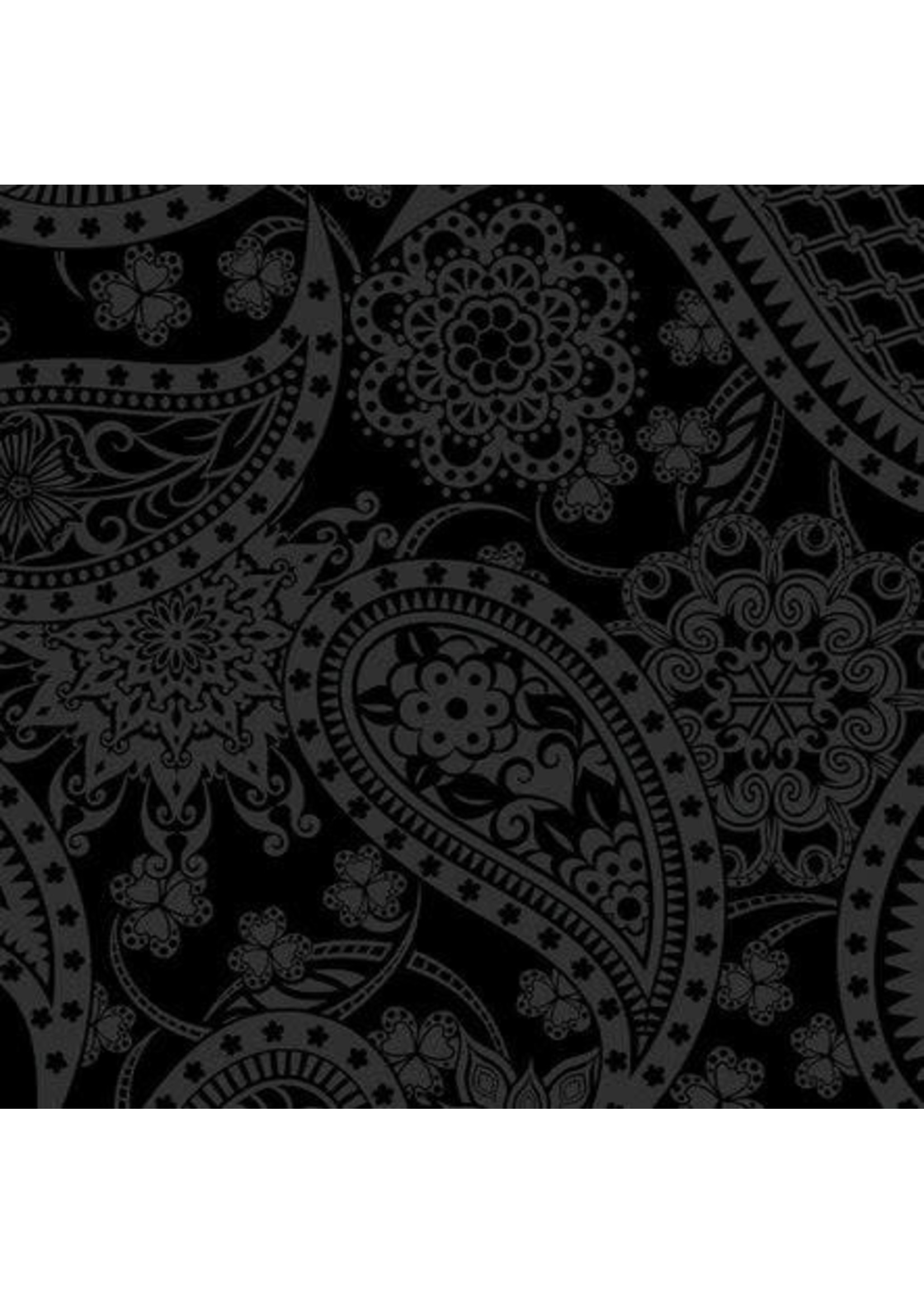 Benartex Studio Wide Paisley - Black/Grey