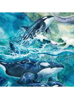 Northcott Whale Song - Blue Multi - 77 x 110 cm - Panel 4