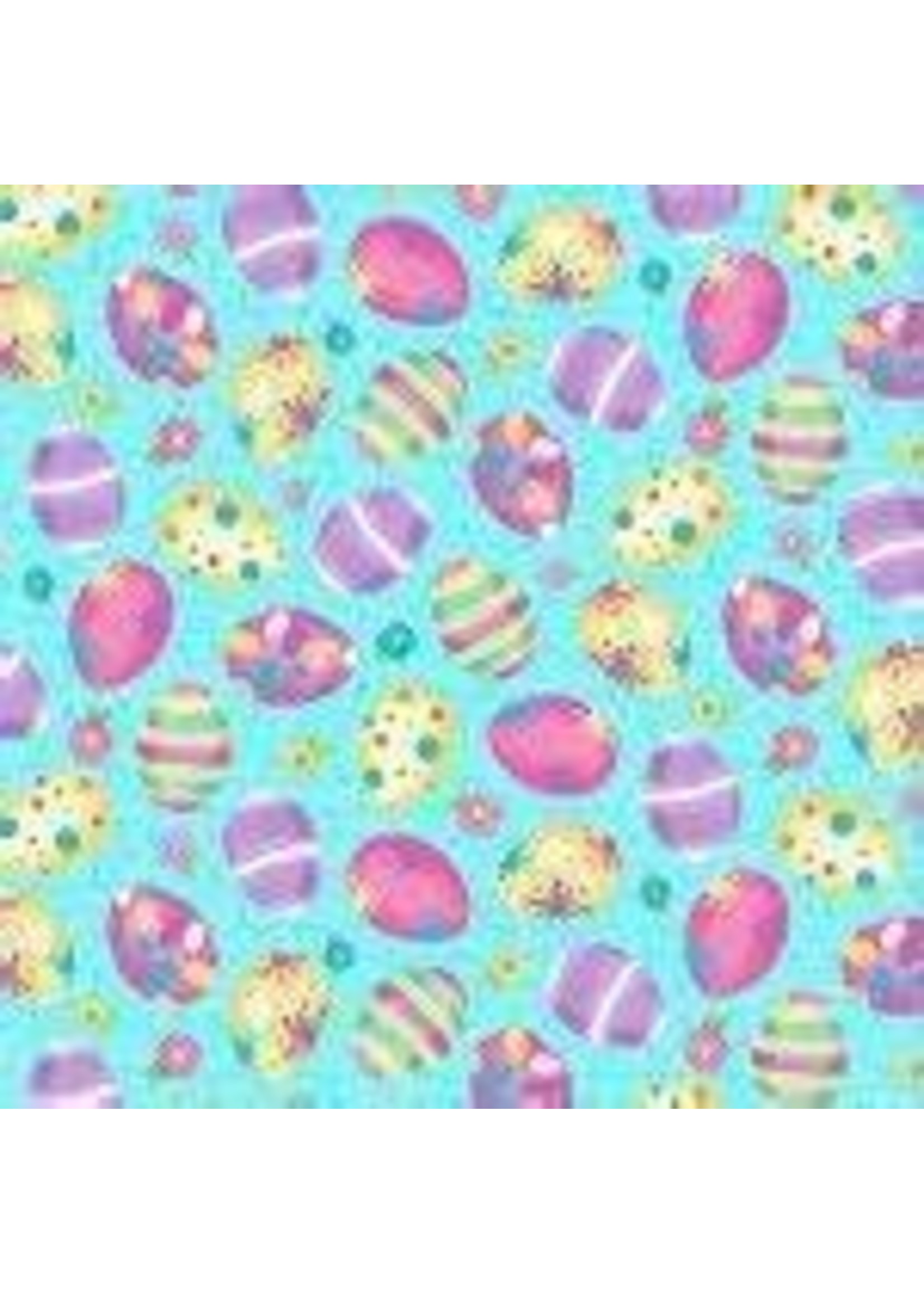 Henry Glass Fabrics Hoppy Easter Gnomies - Easter Egg Toss - Blue