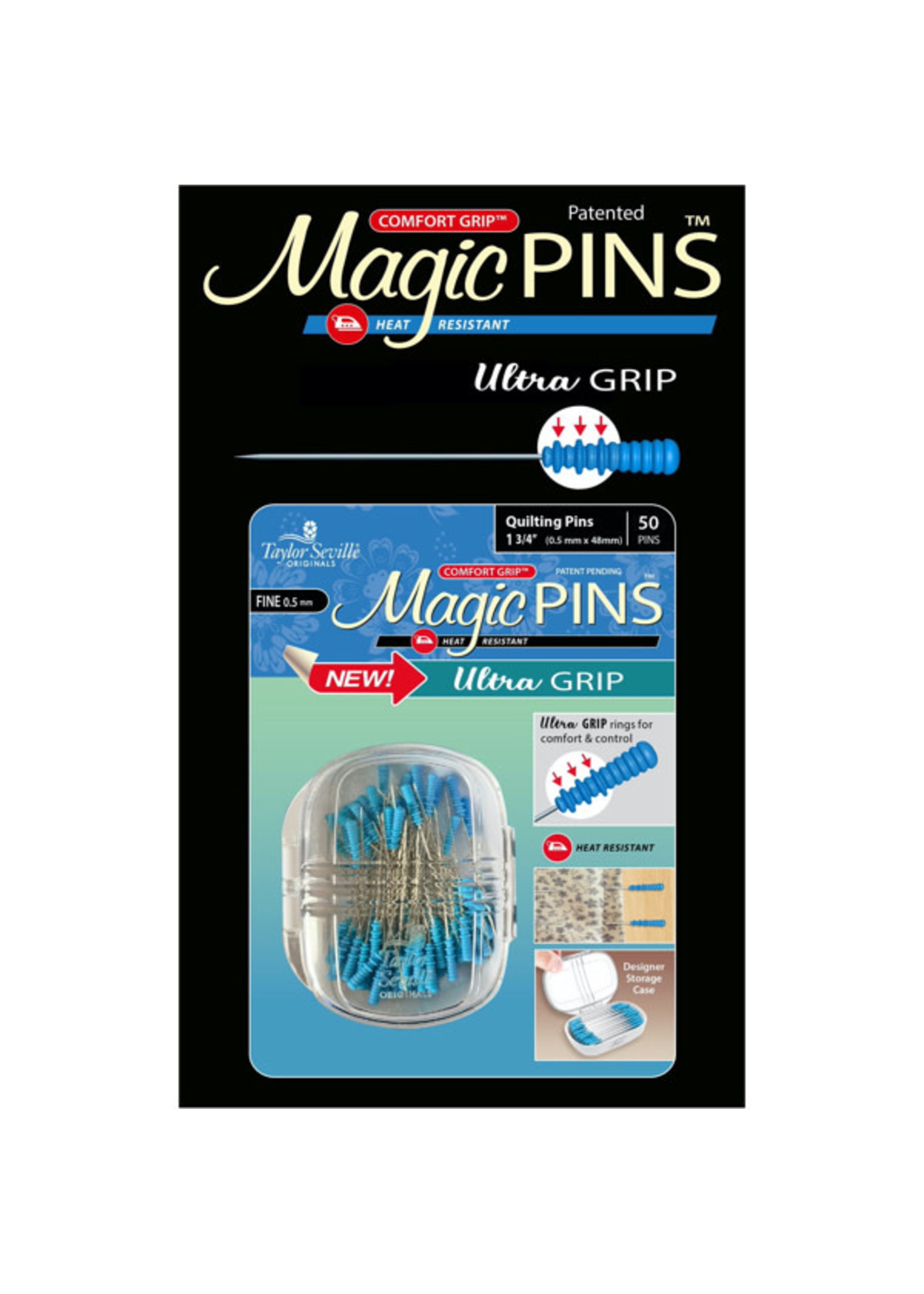 Taylor Seville Magic Pins - Quilting Pins Fine - Ultra Grip - 0.5mm x 48 mm - 50 stuks blauw