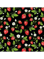 Windham Fabrics Just Fruit - Strawberries - Black