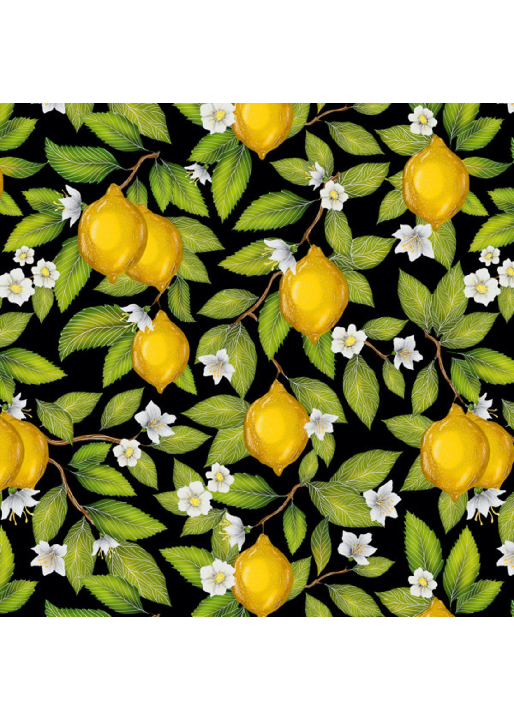 Windham Fabrics Just Fruit - Lemons - Black