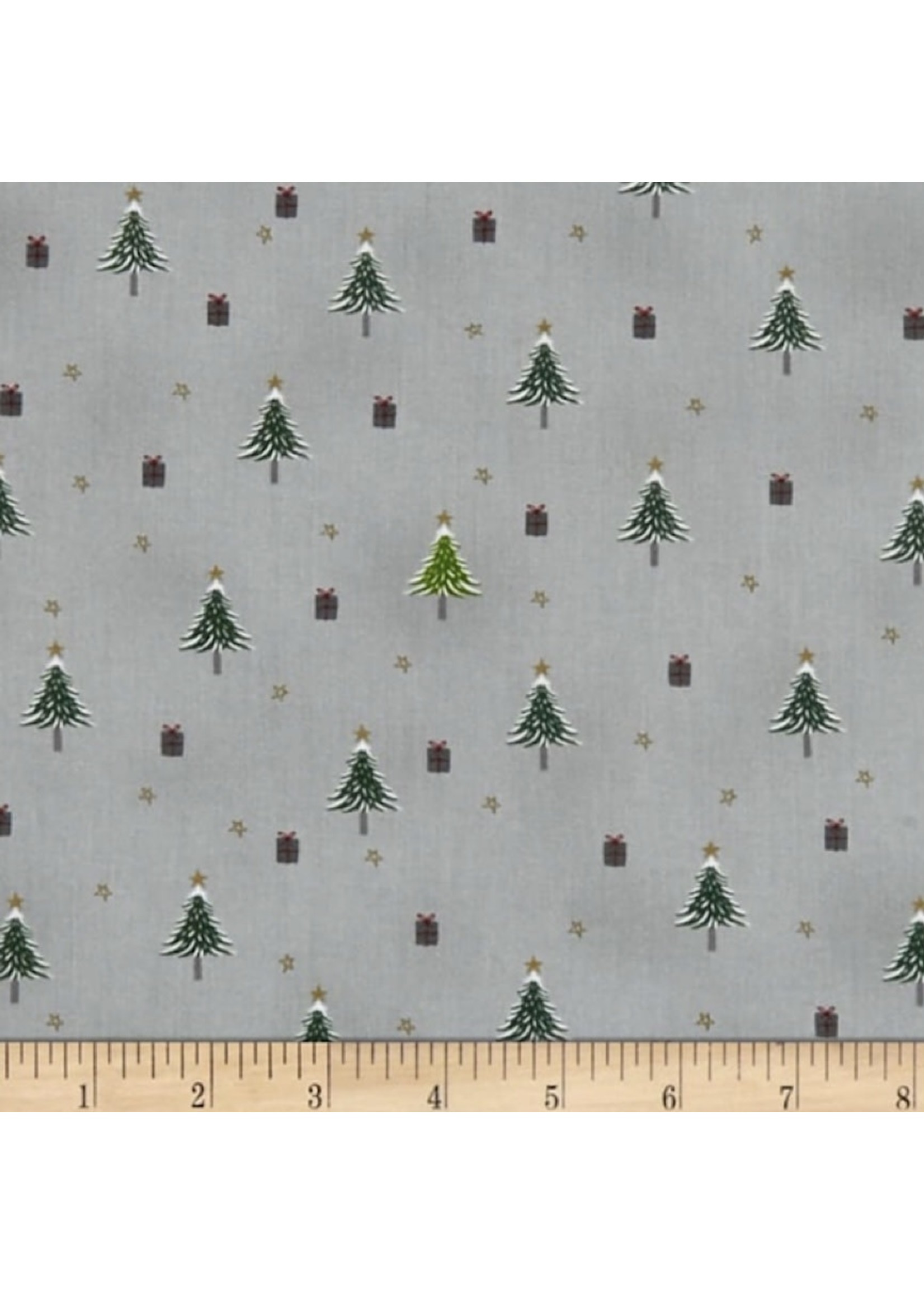 Stof Fabrics Snowhouse - Trees And Gifts - Light Grey