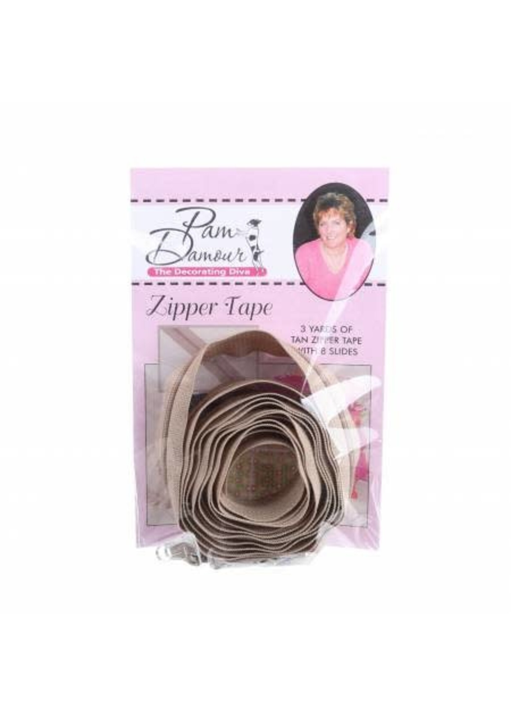 Pam Damour Zipper Tape - Tan - 3 Yards - ENR/T