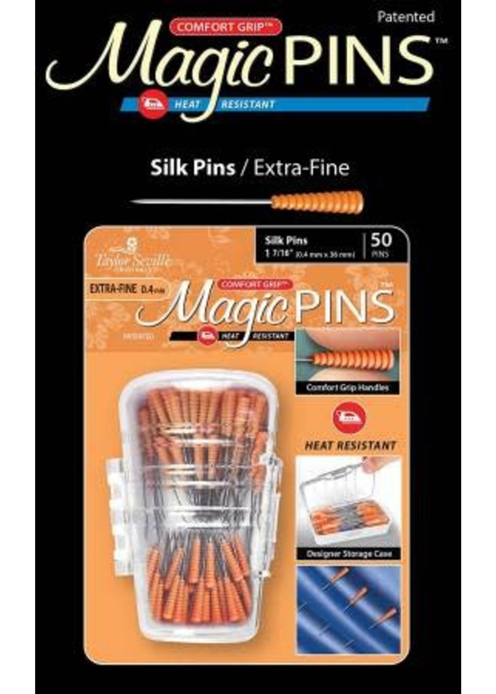 Taylor Seville Magic Pins - Silk - extra fine 0.4 mm x 36 mm - 50 stuks oranje