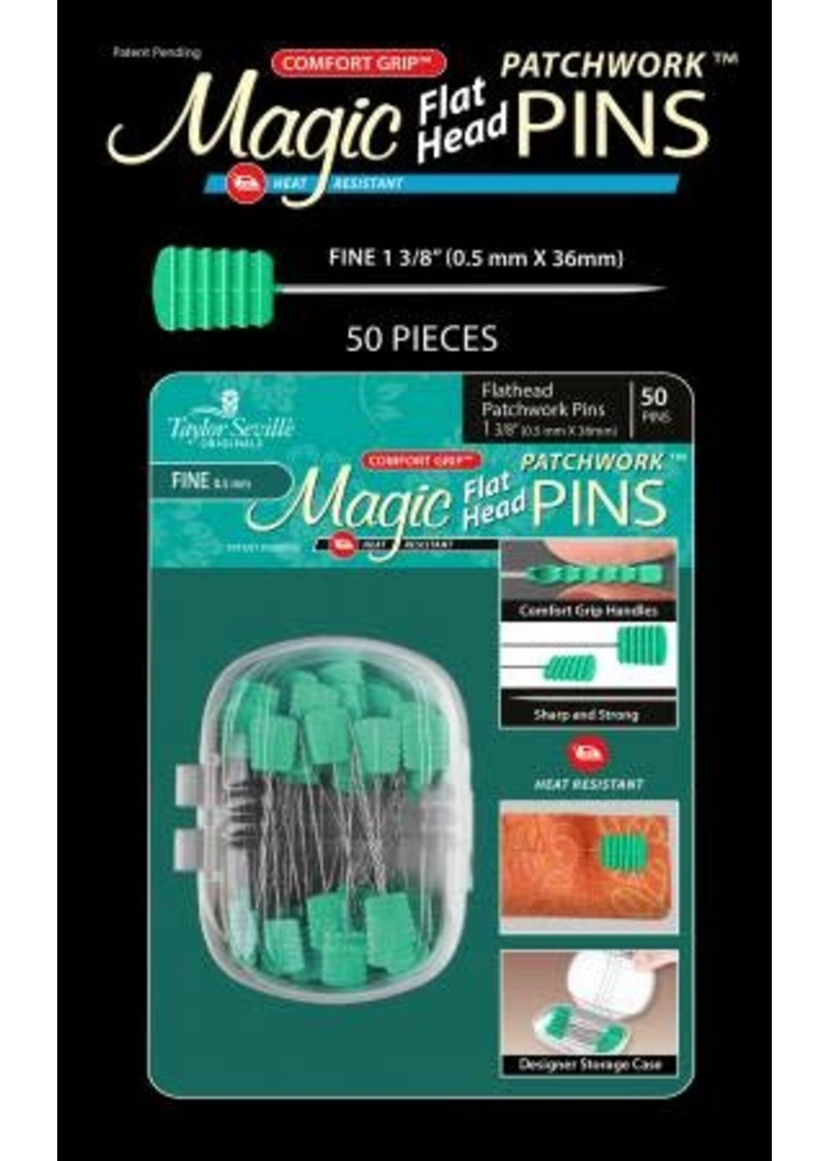 Taylor Seville Magic Pins - Flathead Pins Fine - 0.5 mm x 36 mm - 50 stuks groen