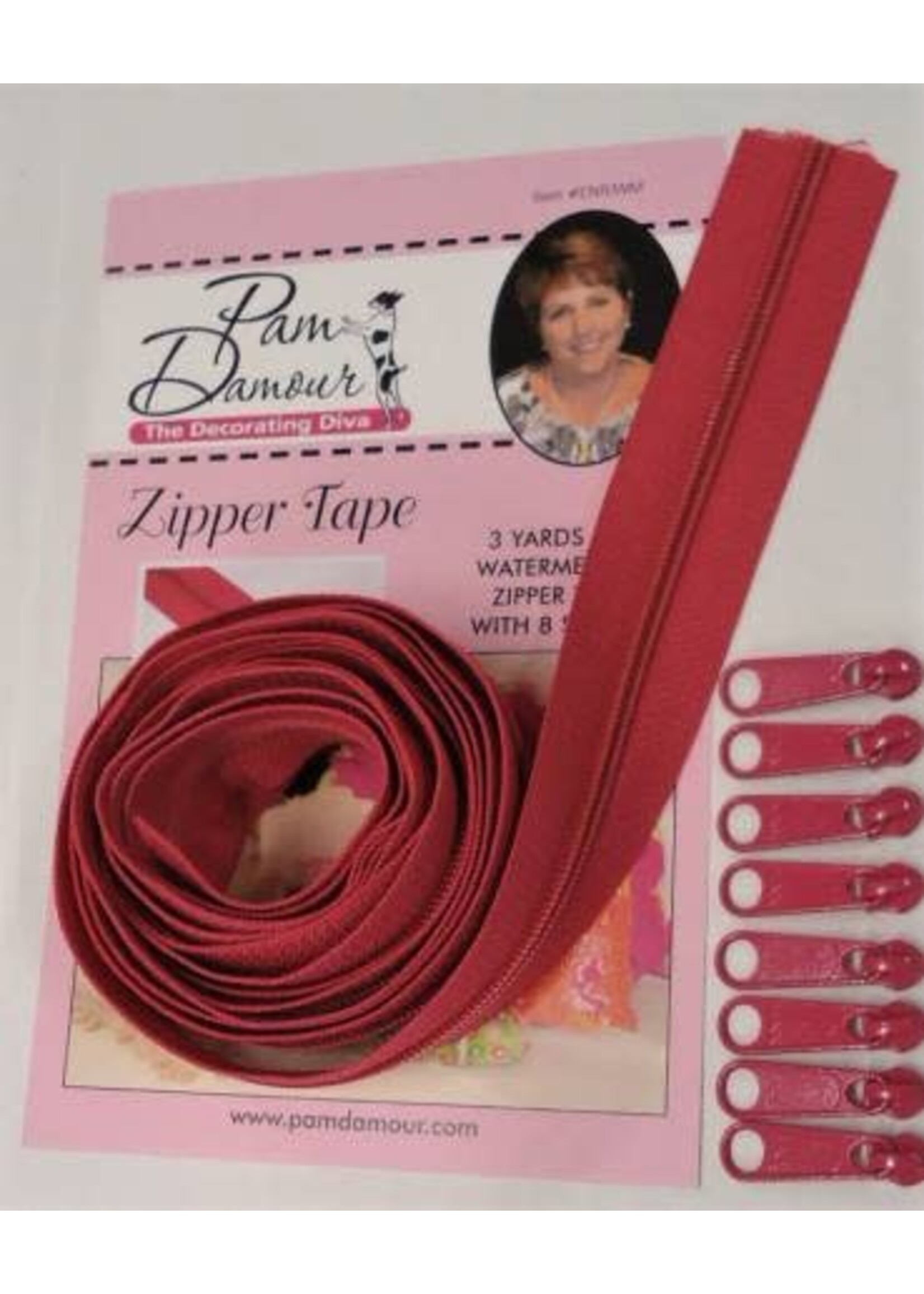 Pam Damour Zipper Tape - Watermelon - 3 Yards - ENR/WM