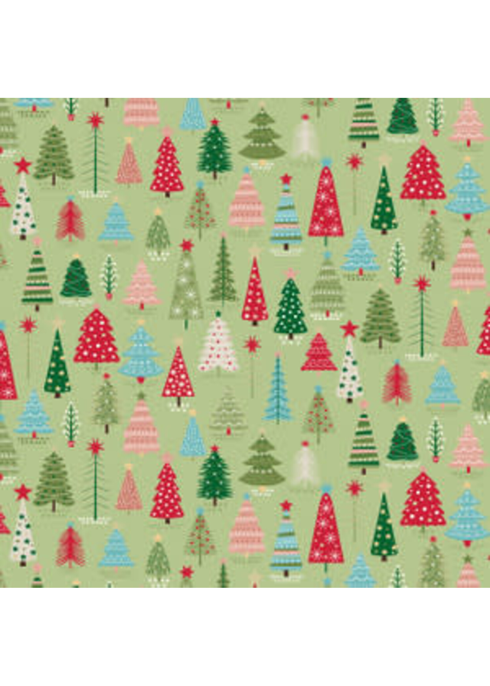 Makower Cosy Christmas - Trees - Green - 2570G