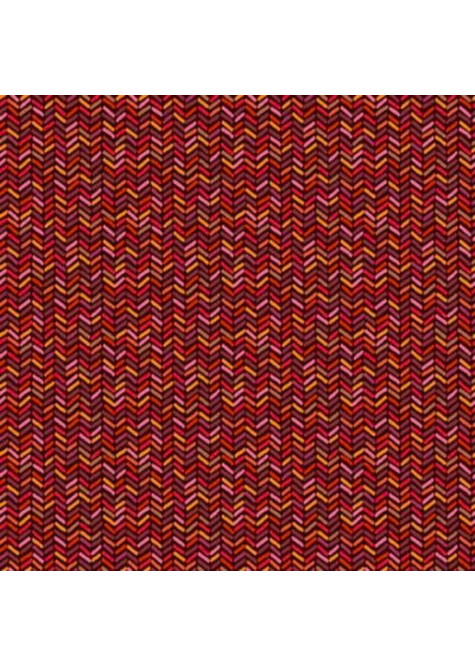 Makower Autumn Days - Herringbone -Red - 2598R