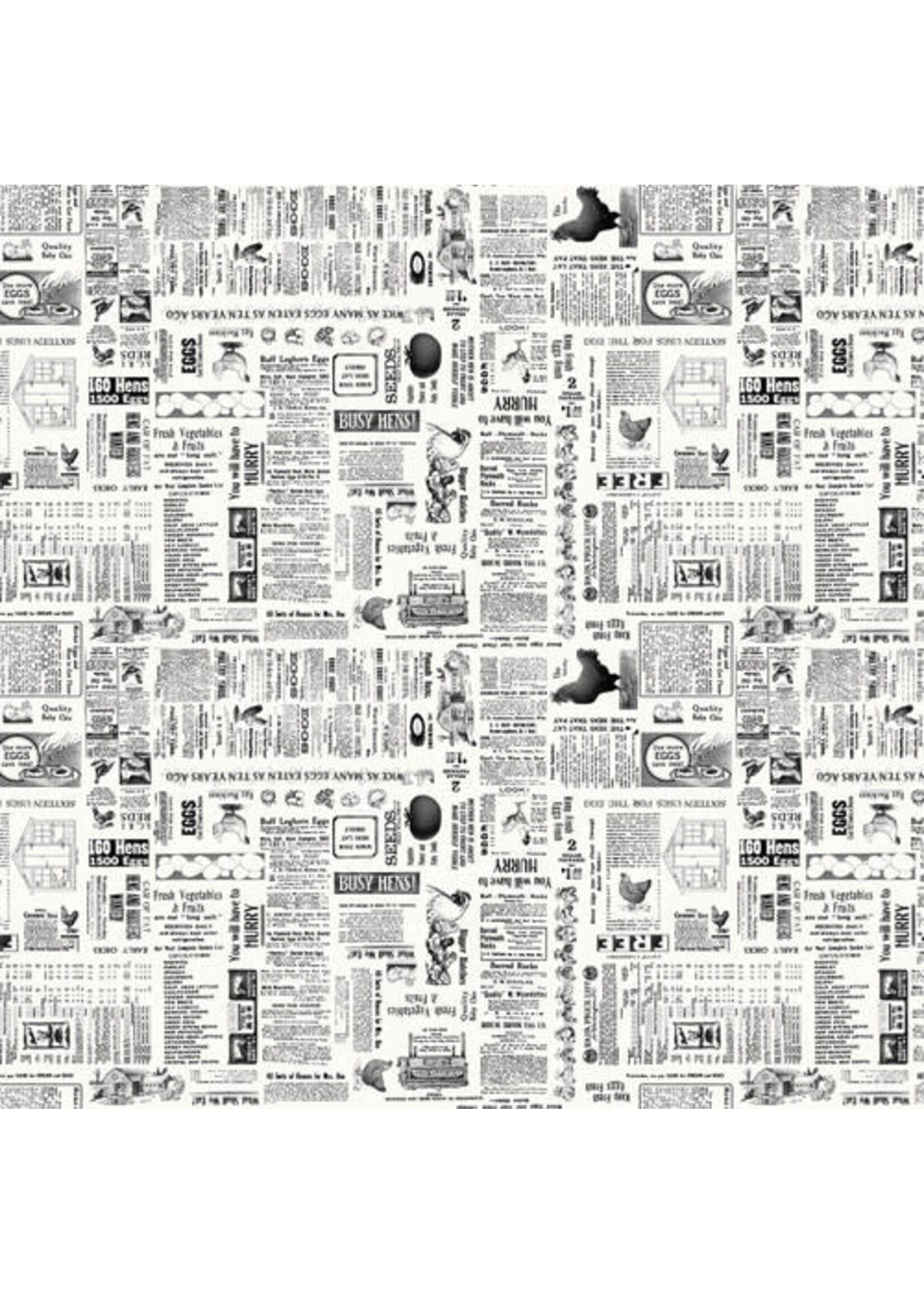 Studio E Fabrics Zooming Chickens - Newsprint - Off-White - 190