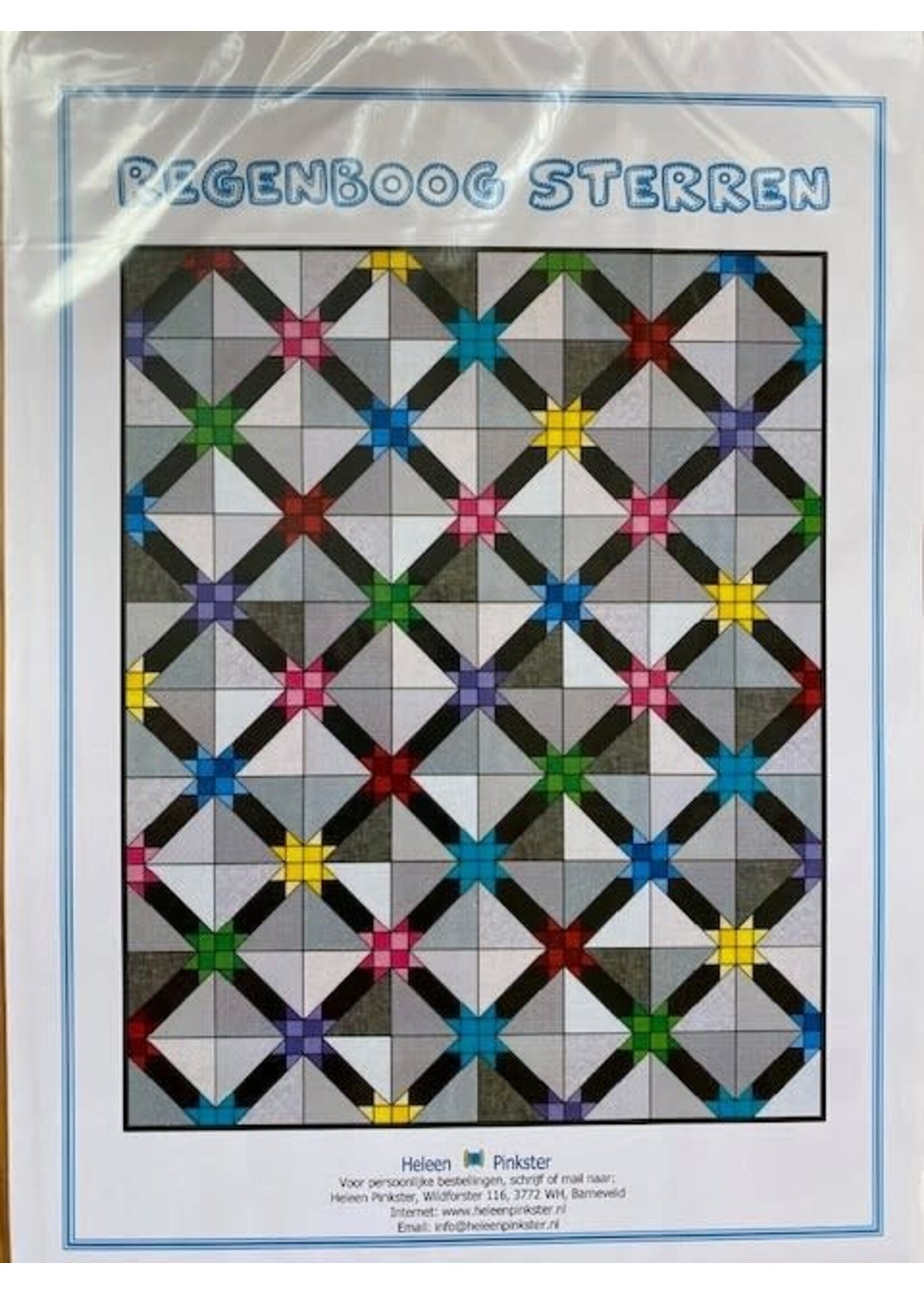 Heleen Pinkster Stofpakket en patroon - Regenboog Sterren - Quilt  - 160 cm x 200 cm