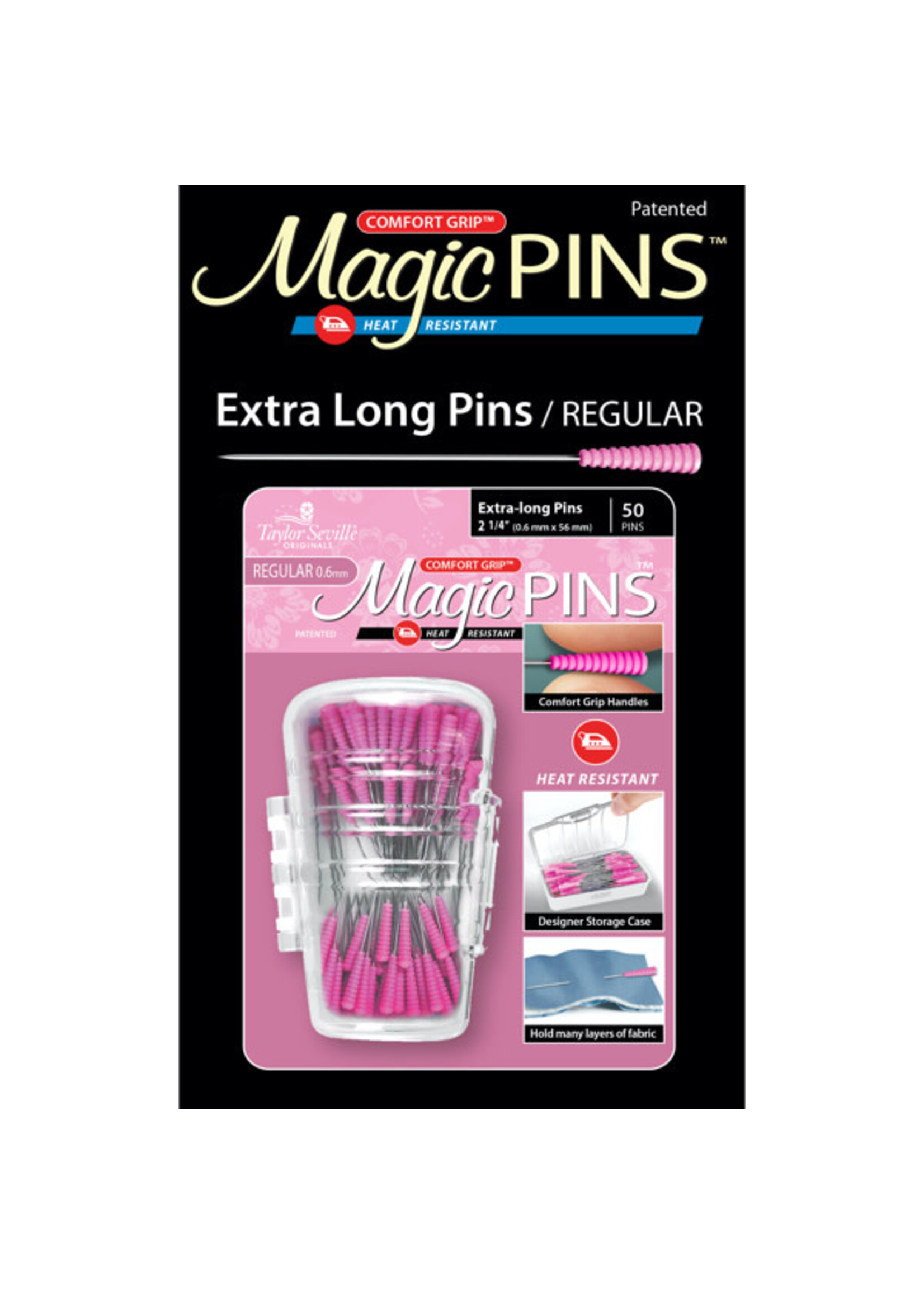 Taylor Seville Magic Pins - Extra Long - 0,6 mm x 56 mm - 50 stuks roze