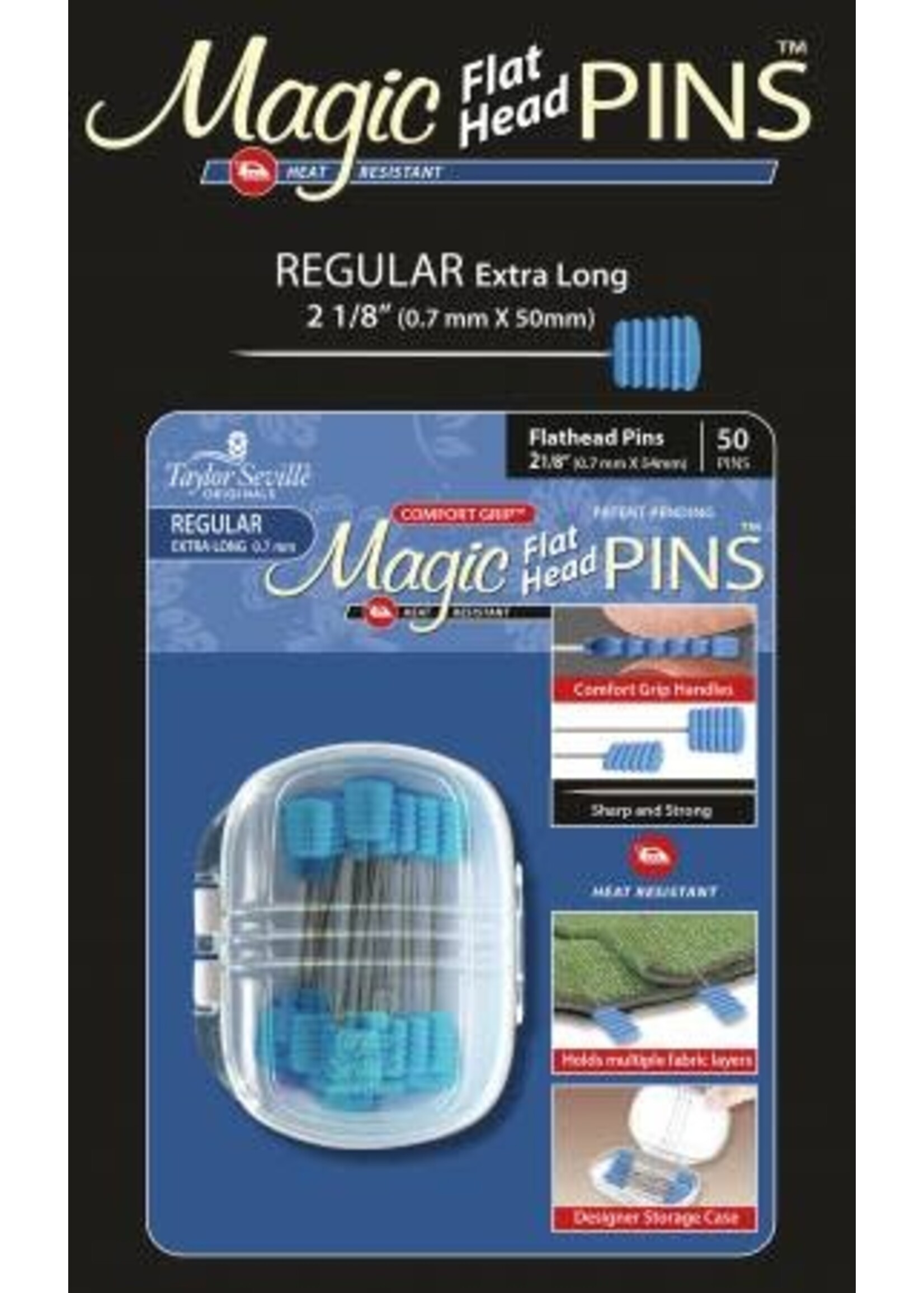 Taylor Seville Magic Pins - Flathead Pins Regular - 0.7 mm  x 54 mm - 50 stuks blauw