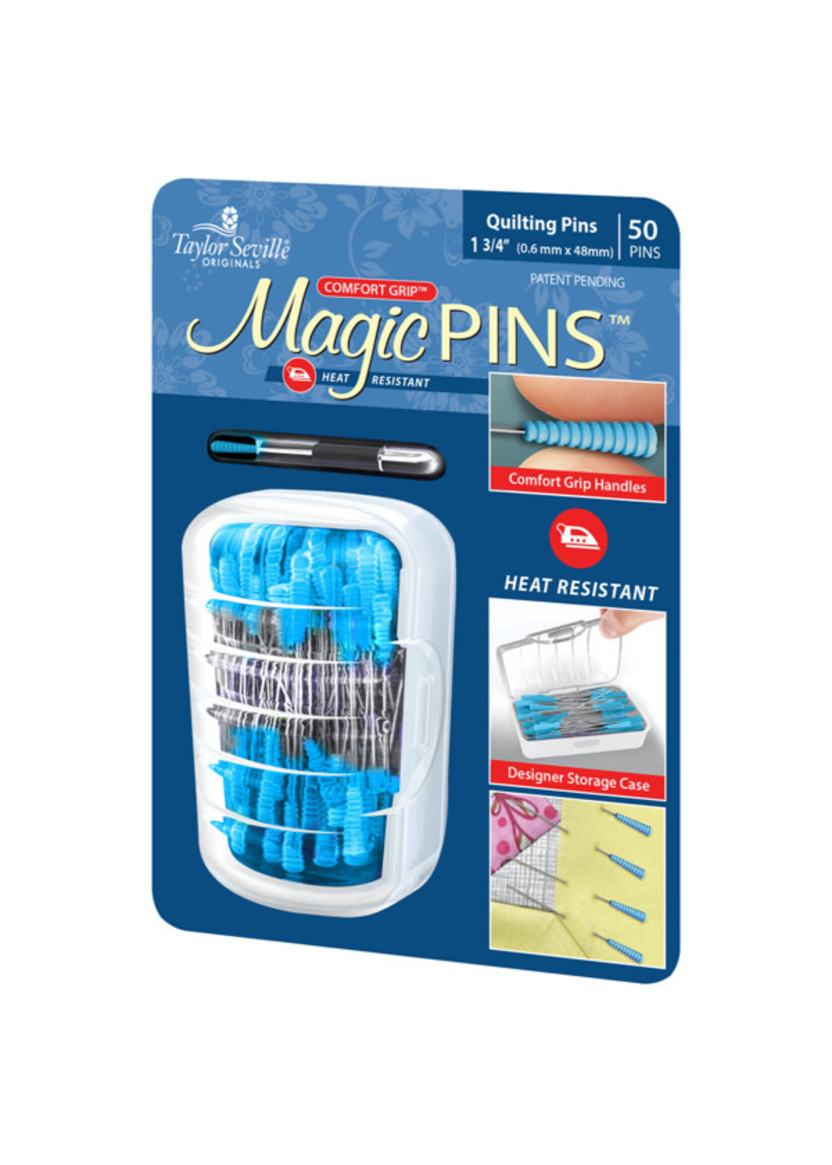 Taylor Seville Magic Pins - Quilting Pins -  Ultra Grip- 0.6 mm x 48 mm - 50 stuks blauw
