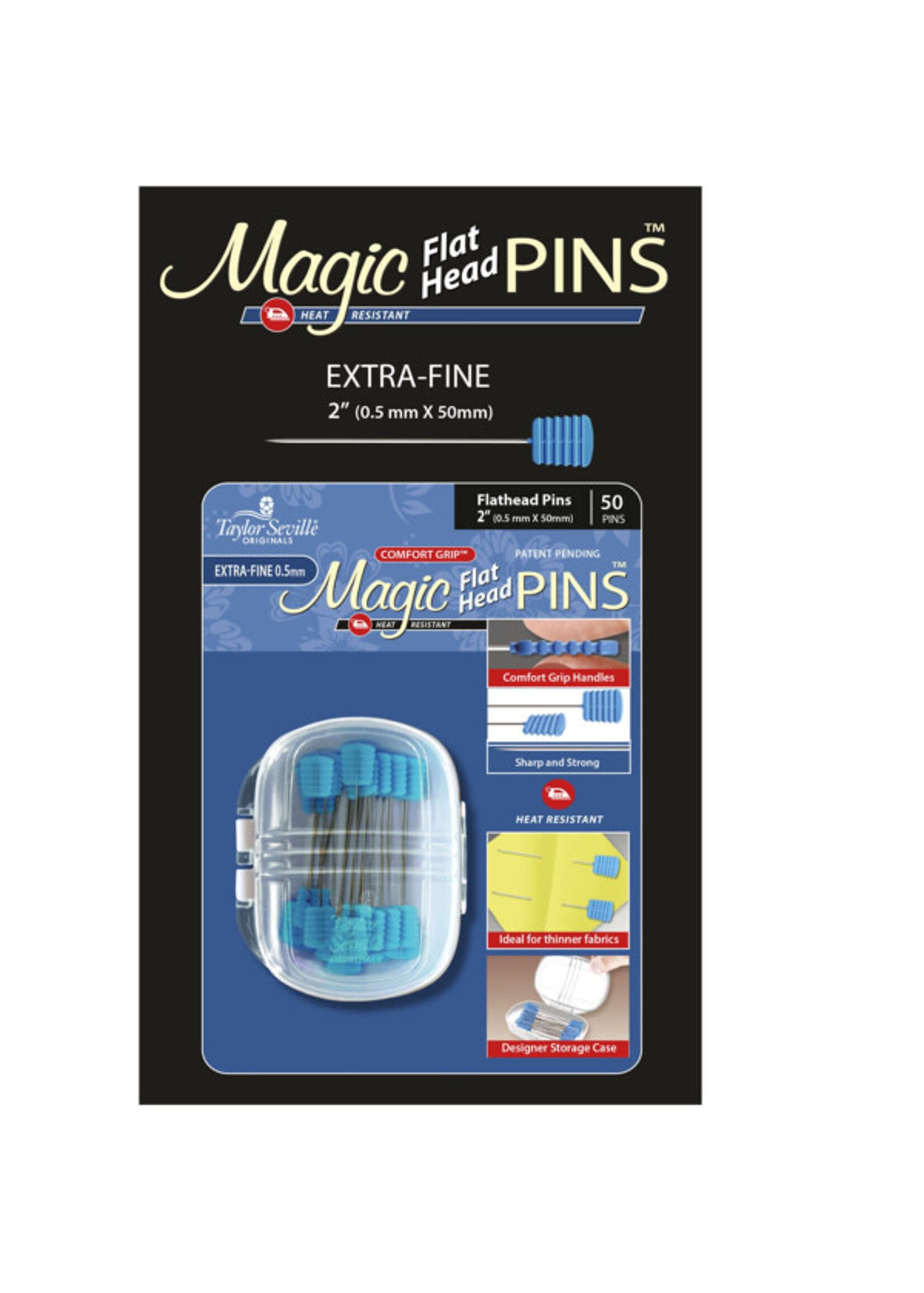 Magic Pins - Flathead Pins Fine - Extra Fine - 0.5 mm x 50 mm - 50 stuks blauw