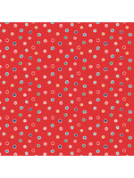 Poppie Cotton Oh What Fun - Snow Dots - Red - OF23312