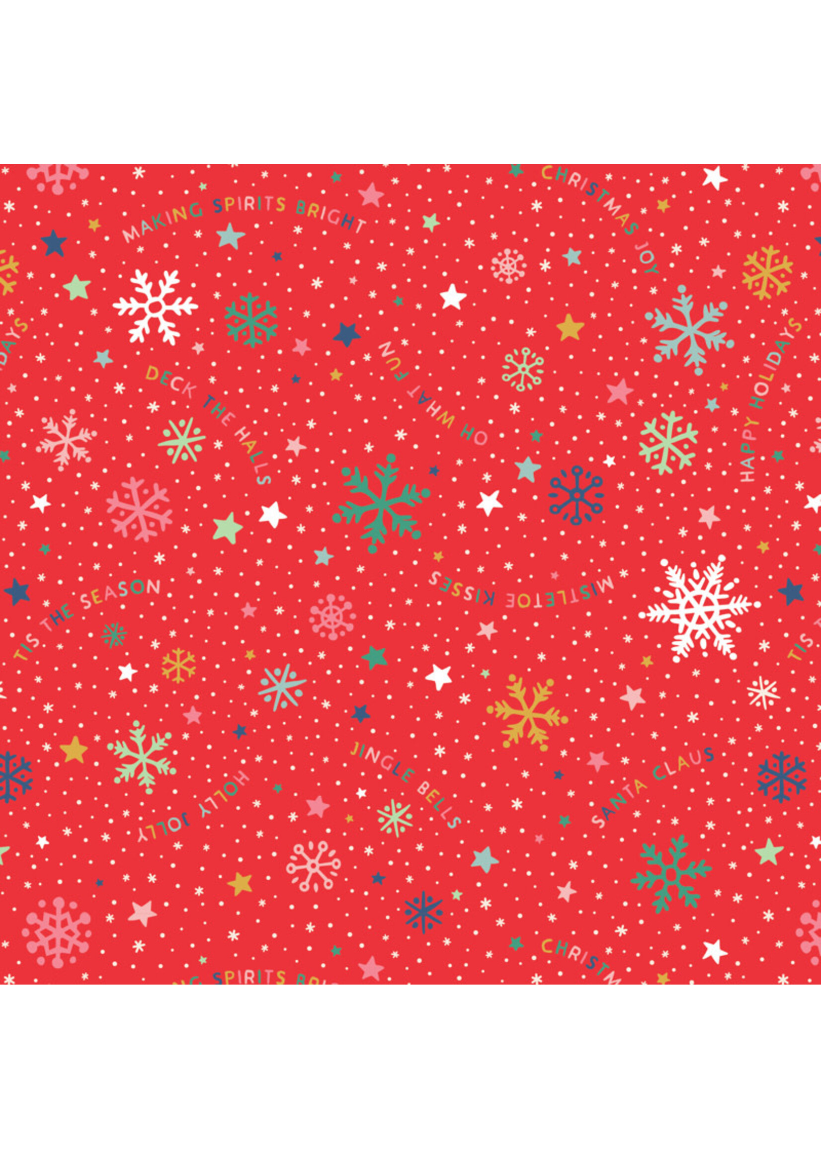 Poppie Cotton Oh What Fun - Snowflake Fun - Red - OF23305