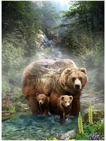 Hoffman Fabrics Panel 87 - Call of the Wild - Grizzly - 100 cm  x 55 cm