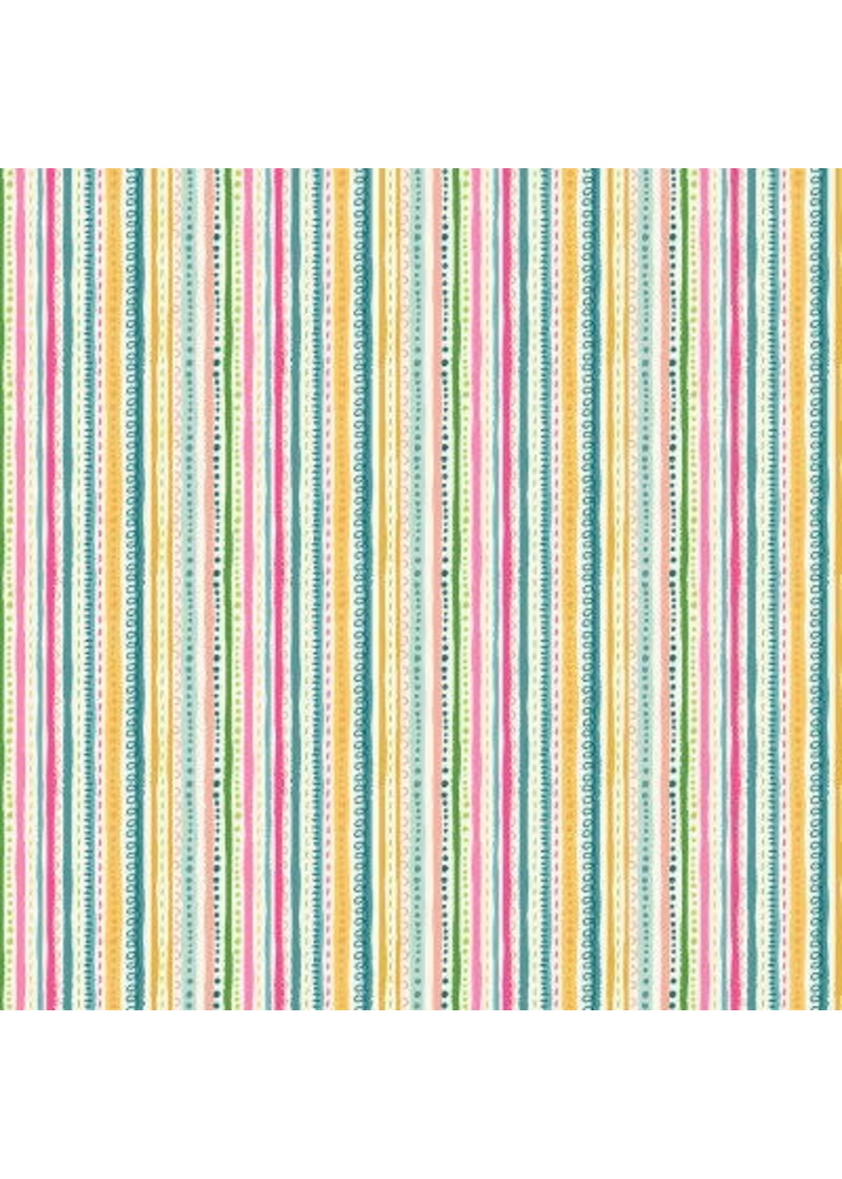 Makower Jungle - Doodle Stripe - Pink - 2608P