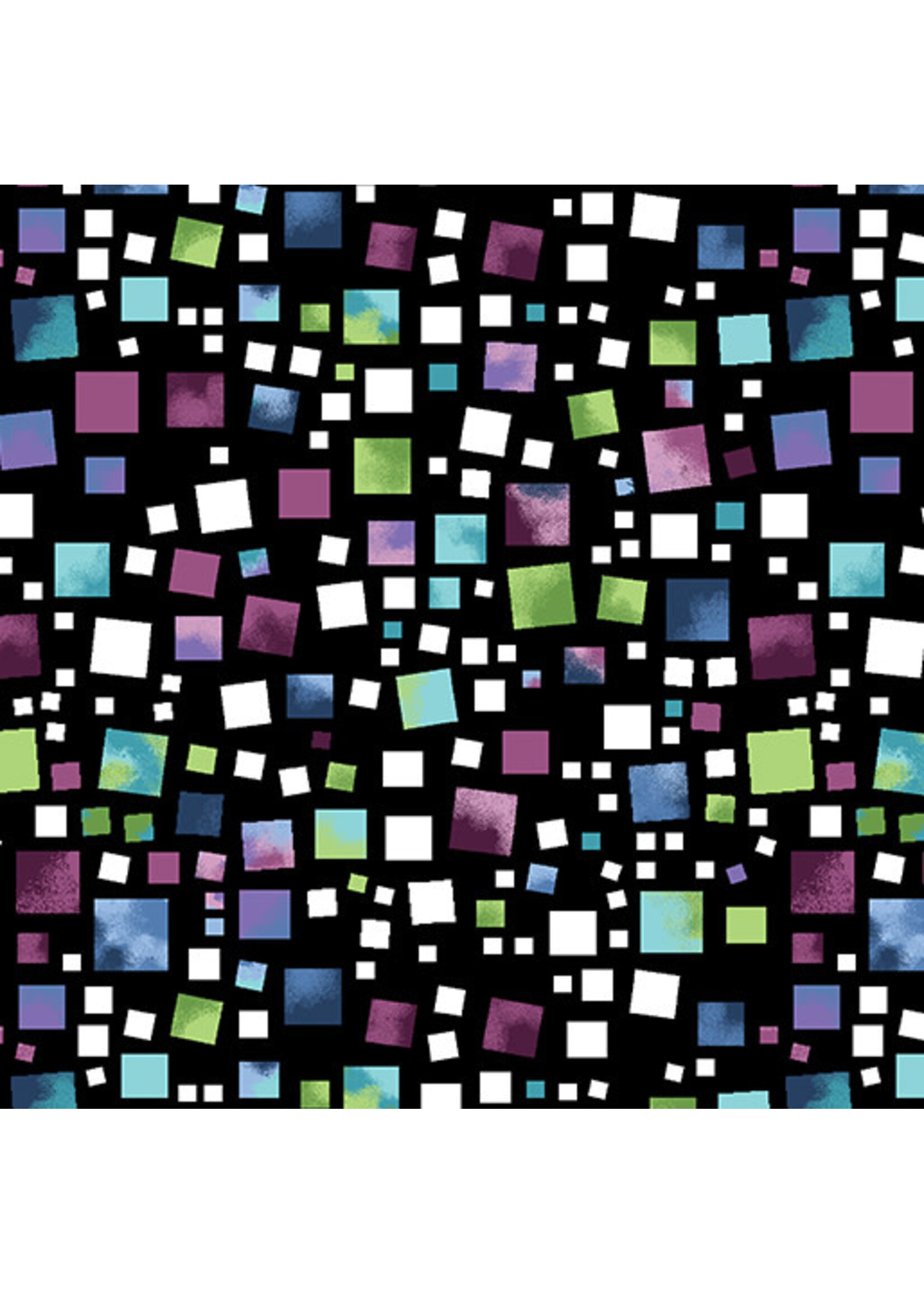 Benartex Studio Xanadu - Multi Squares - Black-Multi - 1767-91