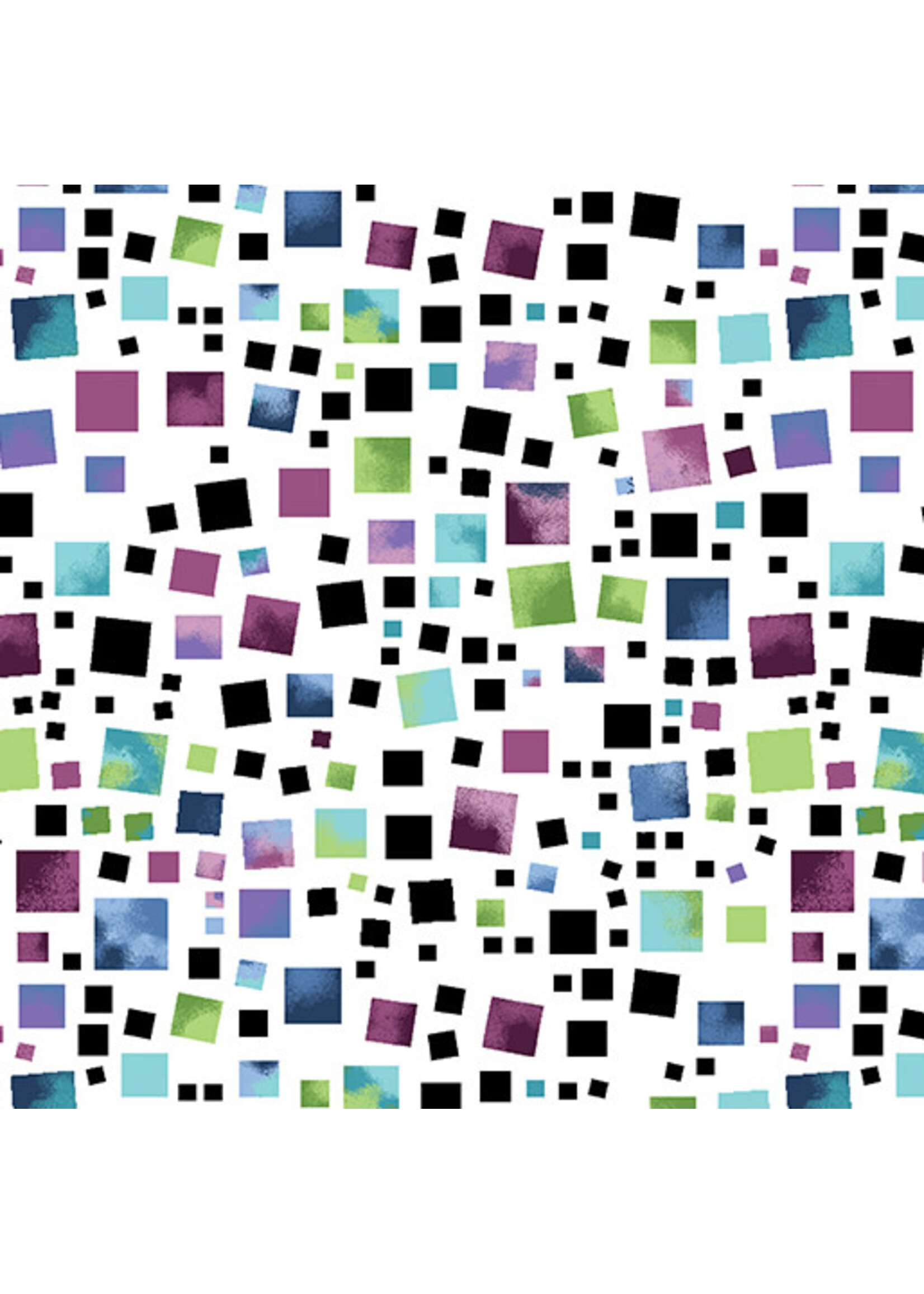 Benartex Studio Xanadu - Multi Squares - White-Multi - 1767-92