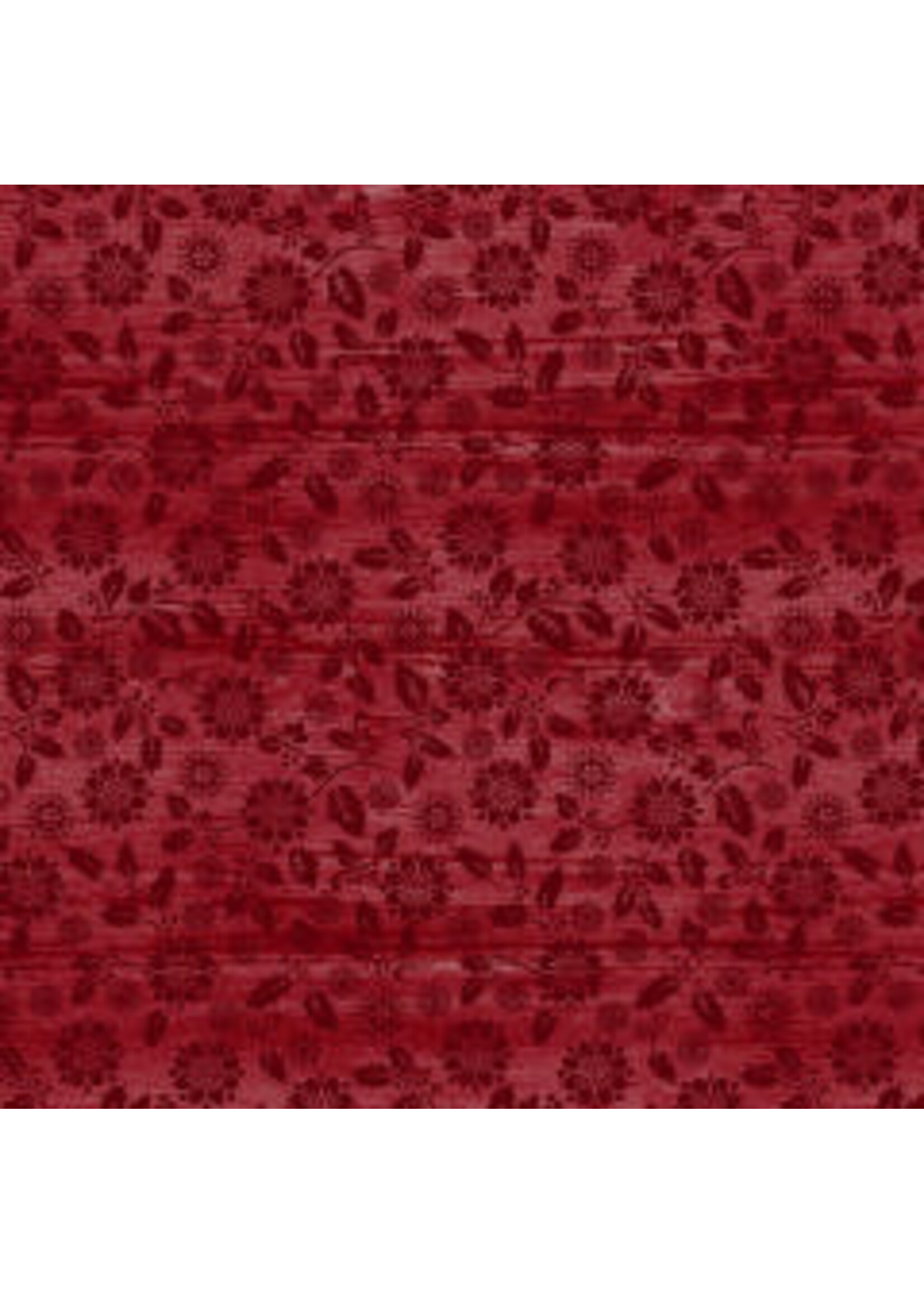 Benartex Studio Rustic Village Christmas- Poinsettia Tonal - Grenadine - Coupon - 100 cm x 110 cm