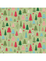 Makower Cosy Christmas - Trees - Green - Coupon - 80 cm x 110 cm