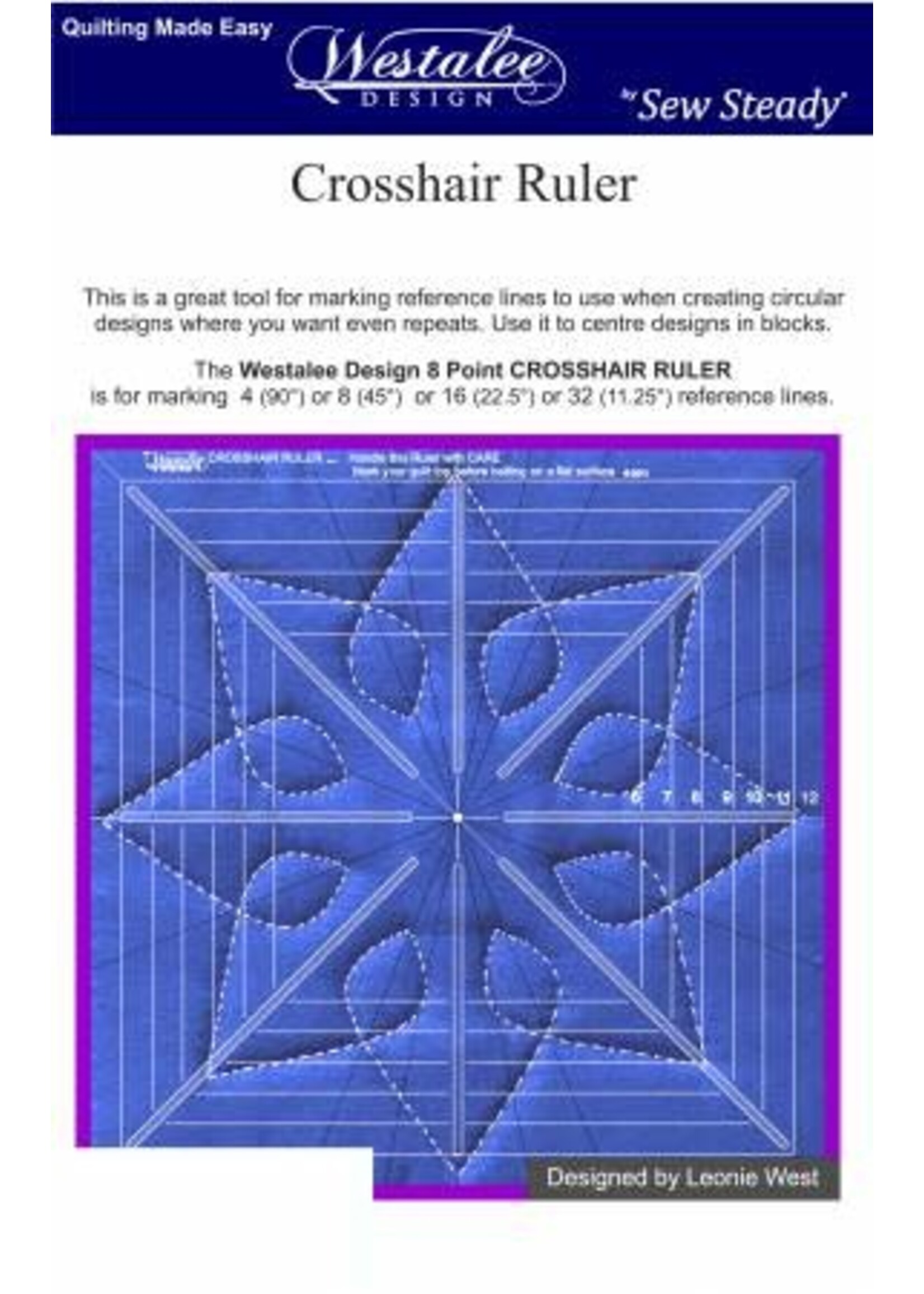 Westalee Crosshair Ruler - 8 Points - 12,5 inch x 12,5 inch