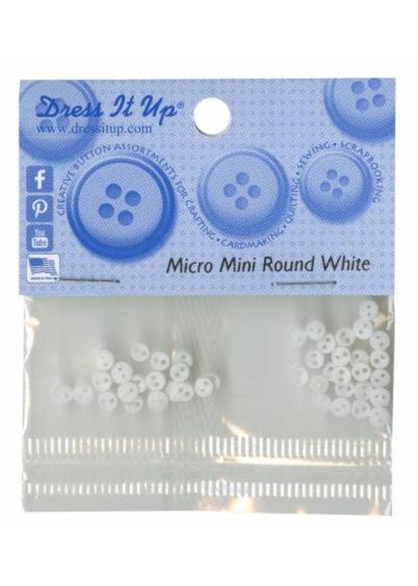 Dress it up Knopen - Micro Mini Round - White - 35 stuks
