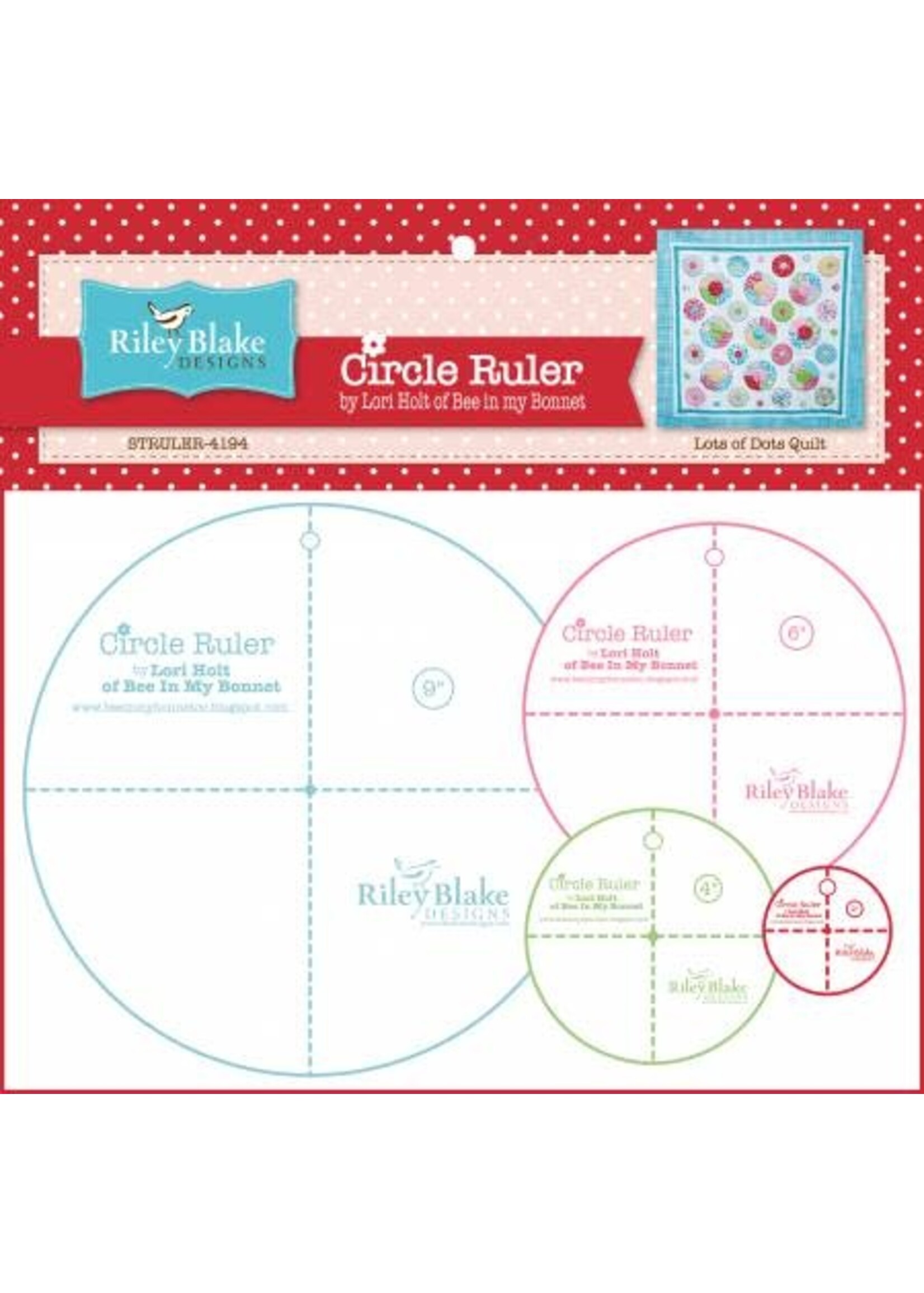 Riley Blake Designs Lori Holt - Circle Ruler - 4 stuks 2, 4, 6 en 9 inch
