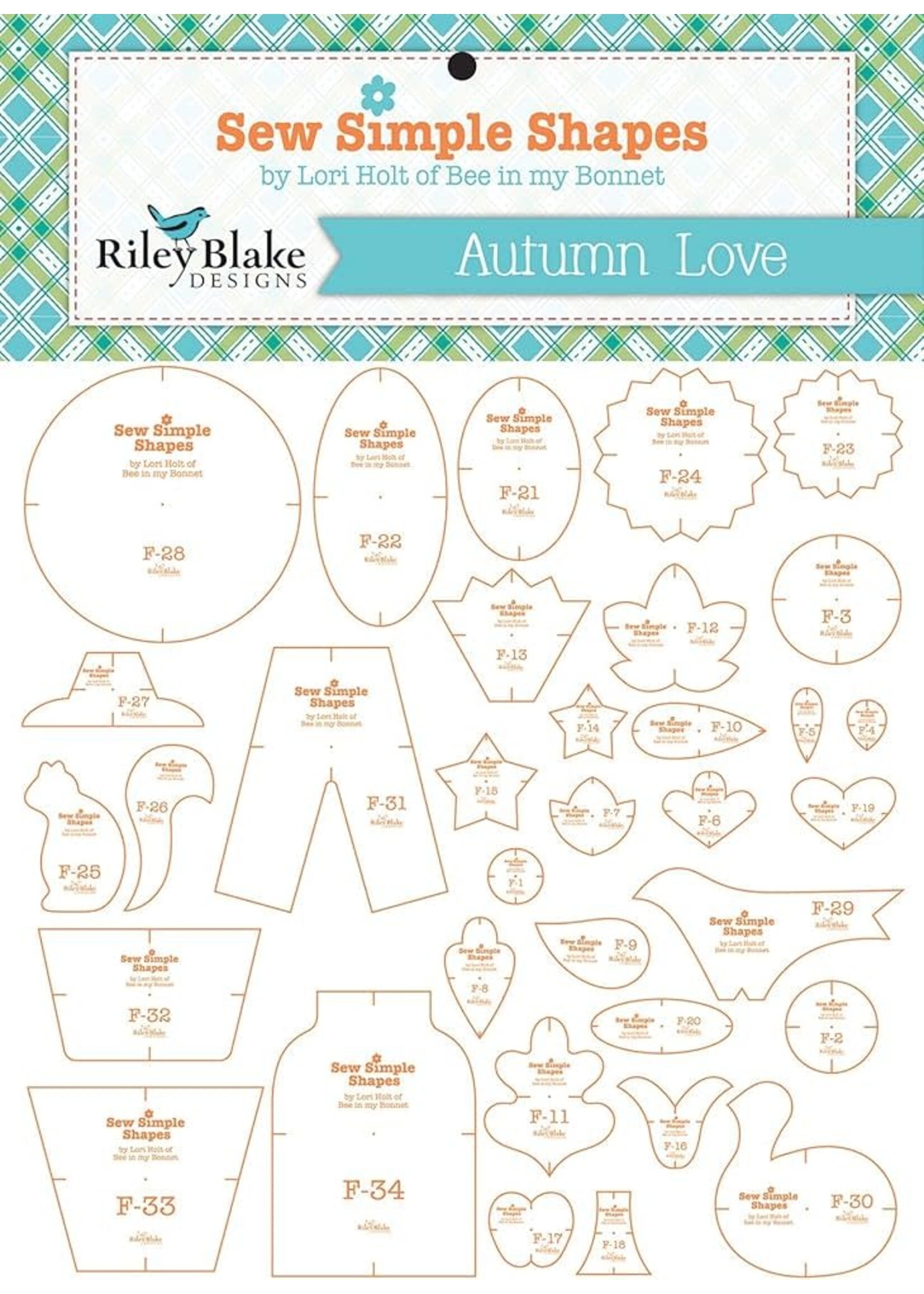 Riley Blake Designs Lori Holt - Templates - Autumn Love - 34 stuks