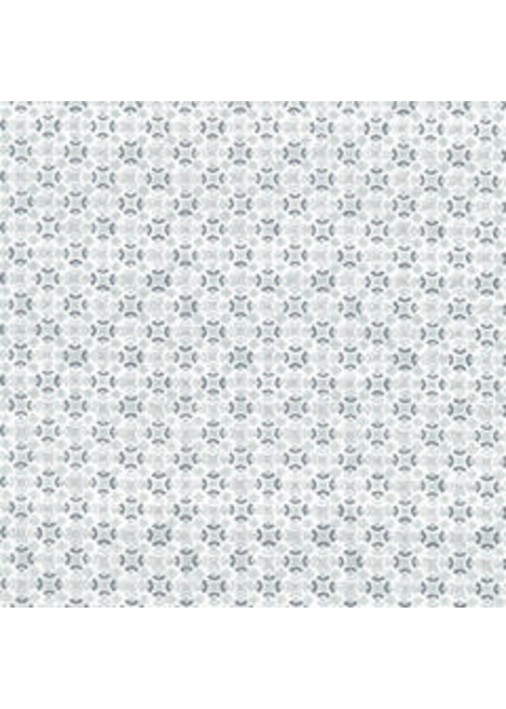 Stof Fabrics Christmas Wonders - Tiles - White Silver - Coupon - 95 cm x 110 cm